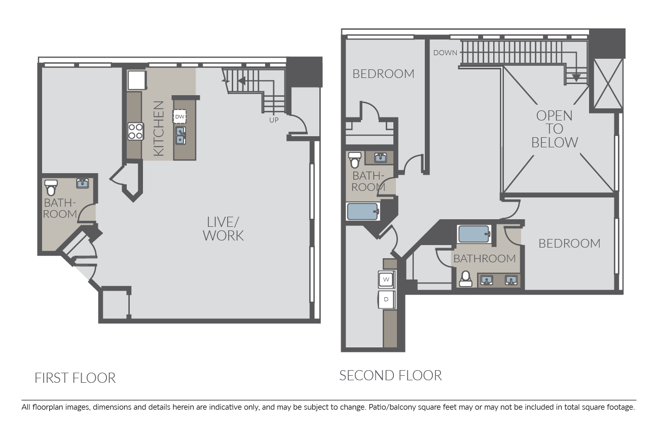 Floor plan for 2 beds, 2.5 baths, 2356 sqft