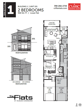 Colorado Springs apartment for rent - Building 1 - 2 Bedroom Floorplan Rendering