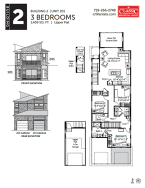 Colorado Springs apartment for rent - Building 2: 3 Bedroom floorplan rendering