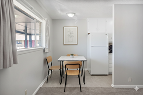 Tulsa apartment for rent - A small dining room with a table and chairs.