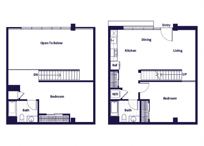 Floor plan for 2 beds, 2 baths, 1212 sqft
