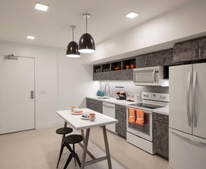 San Diego apartment for rent - Modern finish kitchen with island at Idea1 Apartments in in San Diego CA