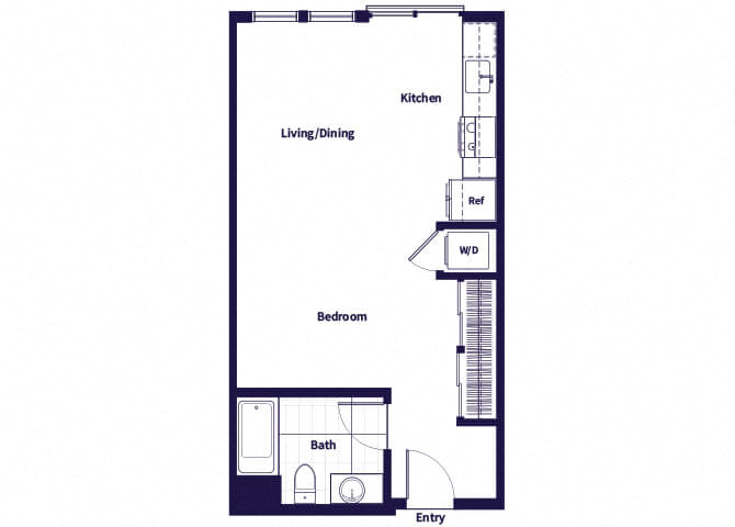 Floor plan for studio, 1 bath, 540 sqft