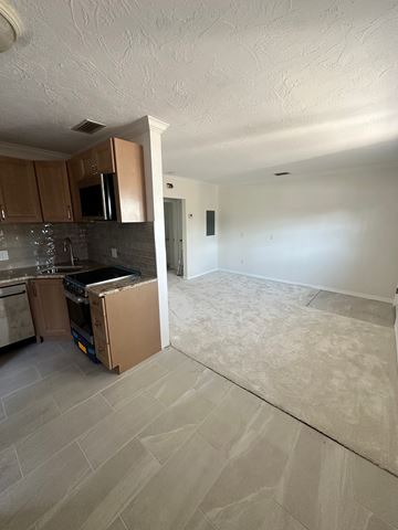 Maderia Beach apartment for rent - A kitchen with a dishwasher and a microwave.