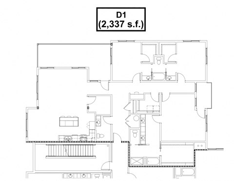 Floor plan for 3 beds, 3 baths, 2337 sqft