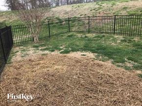 Gastonia house for rent - a backyard with a black fence and a grass field