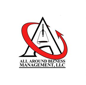 Phila apartment for rent - A logo for All Around Bizness Management, LLC featuring a red circular arrow and a black and white pencil.