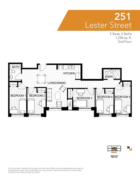 Floor plan for studio, 2 baths, 100 sqft