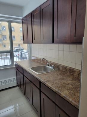 Toronto apartment for rent - a kitchen with a sink and a window