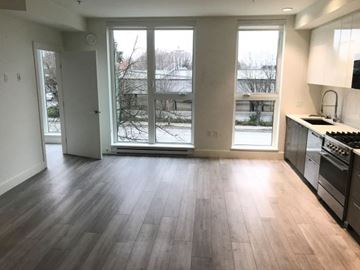 Vancouver apartment for rent - A kitchen with a stove top oven and a sink.