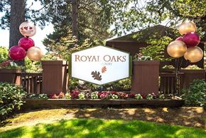 Portland apartment for rent - a sign for royal oaks at a party with balloons