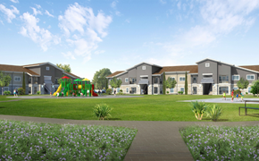 El Paso apartment for rent - a rendering of a park with houses in the background