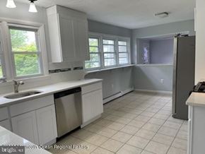 Ocean Township house for rent - A kitchen with white cabinets and a dishwasher.