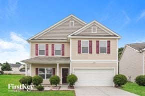 Monroe house for rent - a beige house with red shutters and a driveway