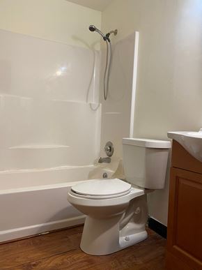 Hartville apartment for rent - a bathroom with a toilet and a tub and a sink