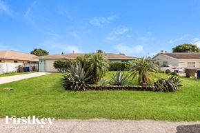 Lehigh Acres house for rent - a yard with palm trees in front of a house