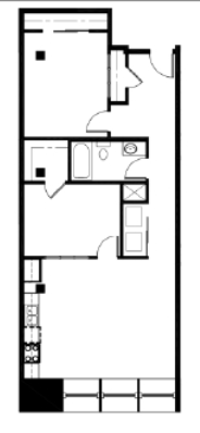 Floor plan for 2 beds, 1 bath, 926 sqft