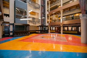 Kansas City apartment for rent - a colorful floor in the middle of a building
