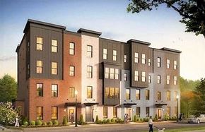 Laurel house for rent - a rendering of an apartment building with a person walking a dog