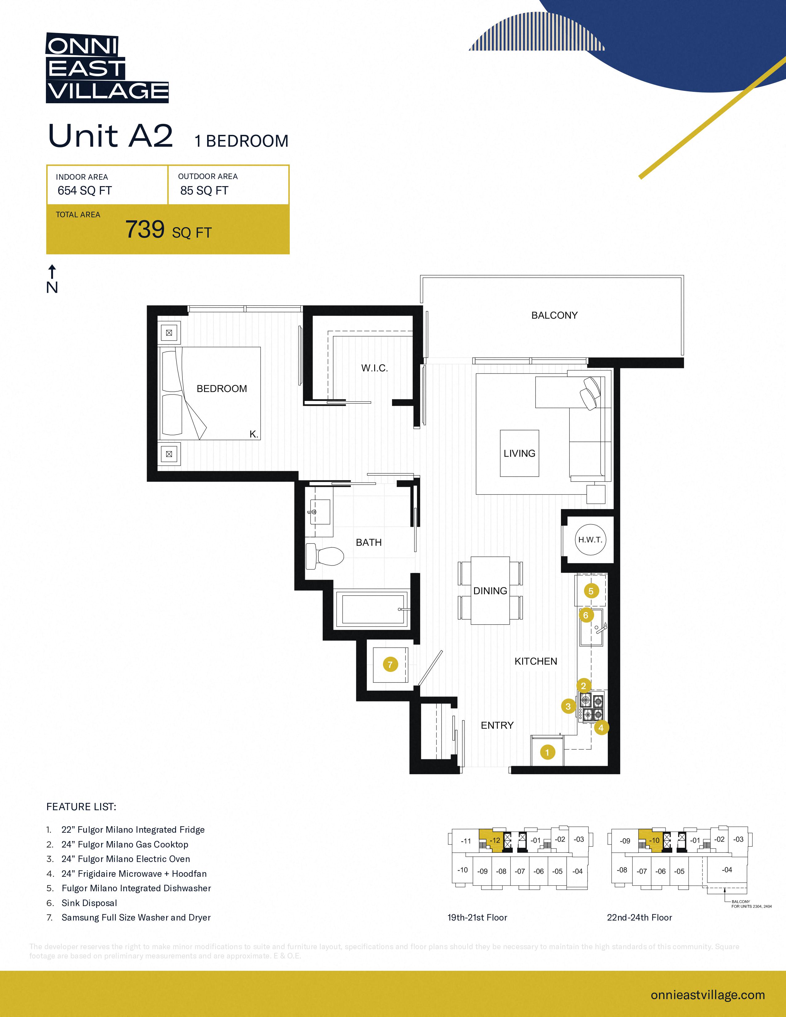 Floor plan for 1 bed, 1 bath, 654 sqft