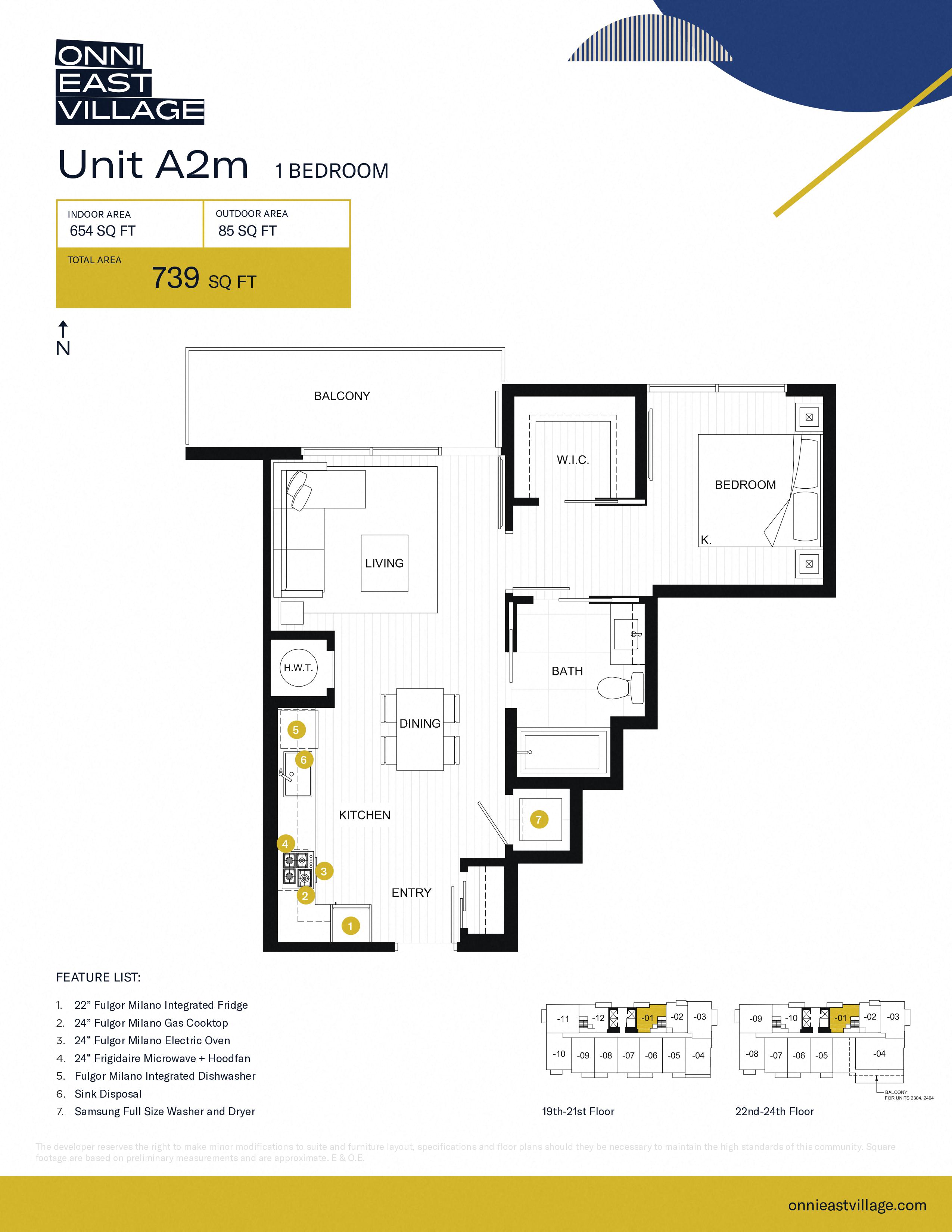 Floor plan for 1 bed, 1 bath, 654 sqft