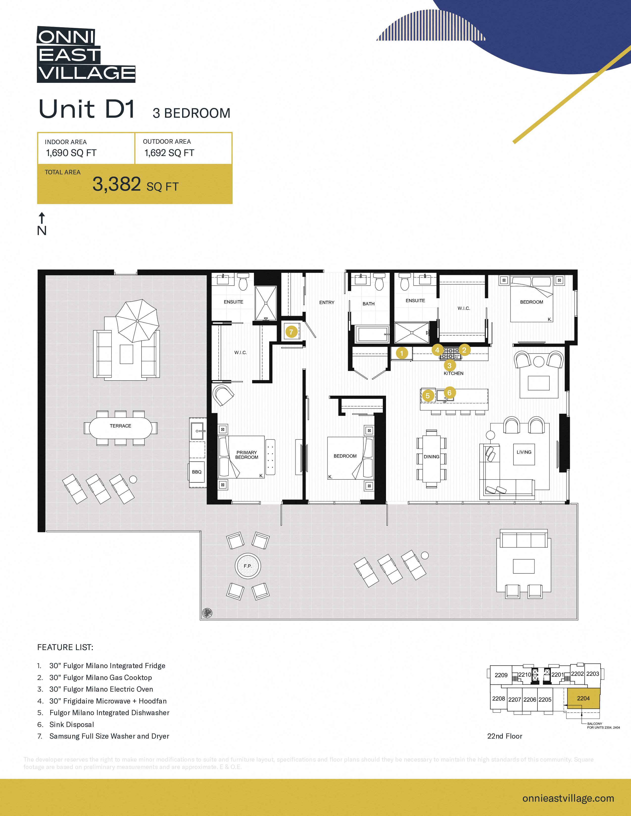 Floor plan for 3 beds, 3 baths, 1690 sqft