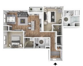 Philadelphia apartment for rent - the 1122 sqft floor plan with 2 bedrooms and 2 baths