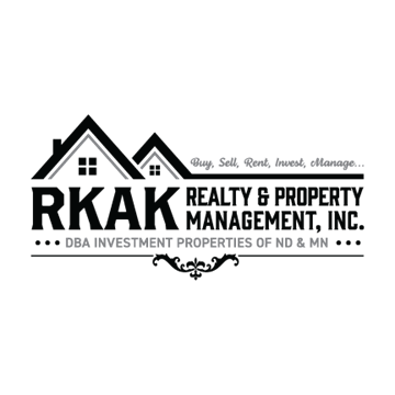Moorhead apartment for rent - A black and white image of a company logo for RKA Investment Properties.