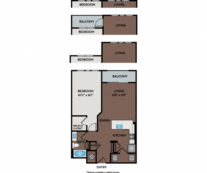 Floor plan for 1 bed, 1 bath, 814 sqft