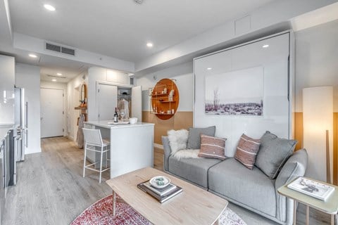Floor plan for 1 bed, 1 bath, 589 sqft
