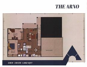 Belgium apartment for rent - A floor plan of a two bedroom apartment with a bathroom and a kitchen.