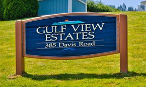 Ladysmith apartment for rent - A blue sign that says Gulf View Estates on it.