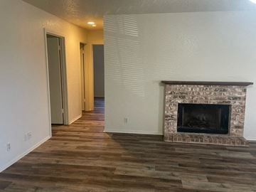 Georgetown apartment for rent - a living room with a fireplace and a wooden floor