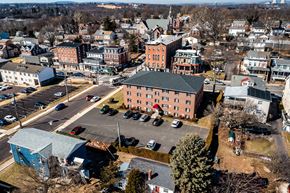 Royersford apartment for rent - an aerial view of a city with a pink building