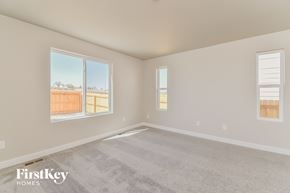 Colorado Springs house for rent - A room with a carpet floor and two windows.