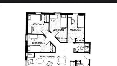 Floor plan for studio, 2 baths, 100 sqft