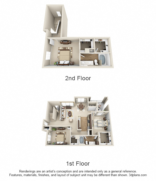 Floor plan for 3 beds, 2 baths, 1595 sqft