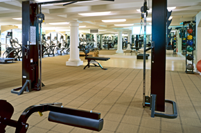 Los Angeles apartment for rent - A gym with a variety of equipment including treadmills, weights and exercise machines.