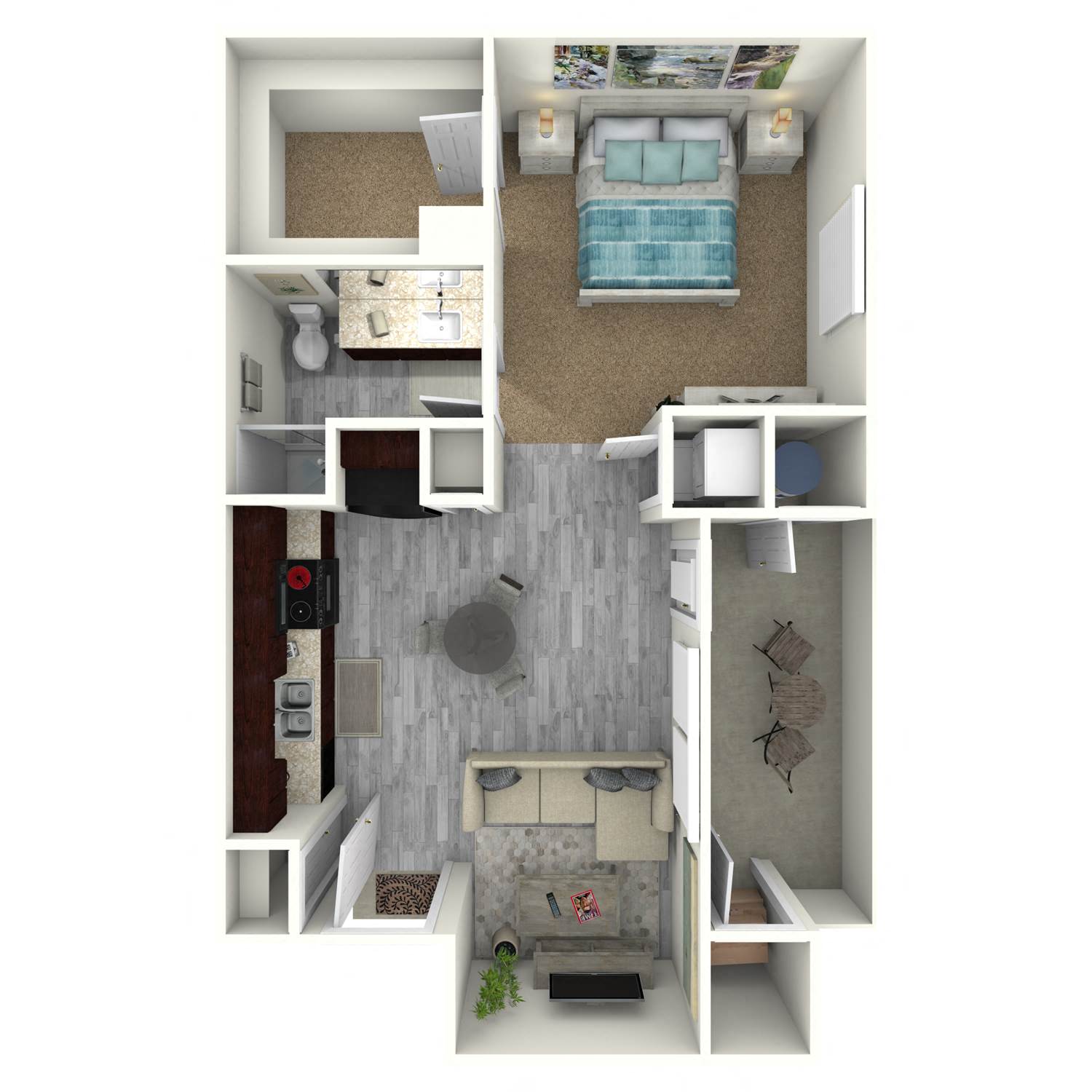 Floor plan for studio, 1 bath, 573 sqft