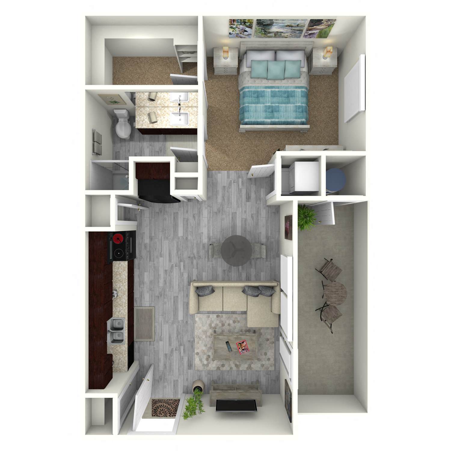 Floor plan for studio, 1 bath, 526 sqft