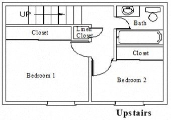Floor plan for 3 beds, 1.5 baths, 920 sqft
