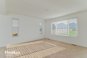 Colorado Springs house for rent - a spacious living room with two large windows and a rug on the floor