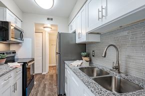 Indianapolis apartment for rent - a kitchen with a sink and a refrigerator