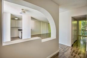 Los Angeles apartment for rent - an open kitchen and living room with a hard wood floor