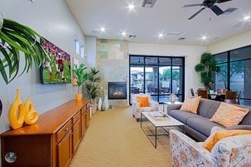 Chandler townhouse for rent - a living room with a couch and a fireplace