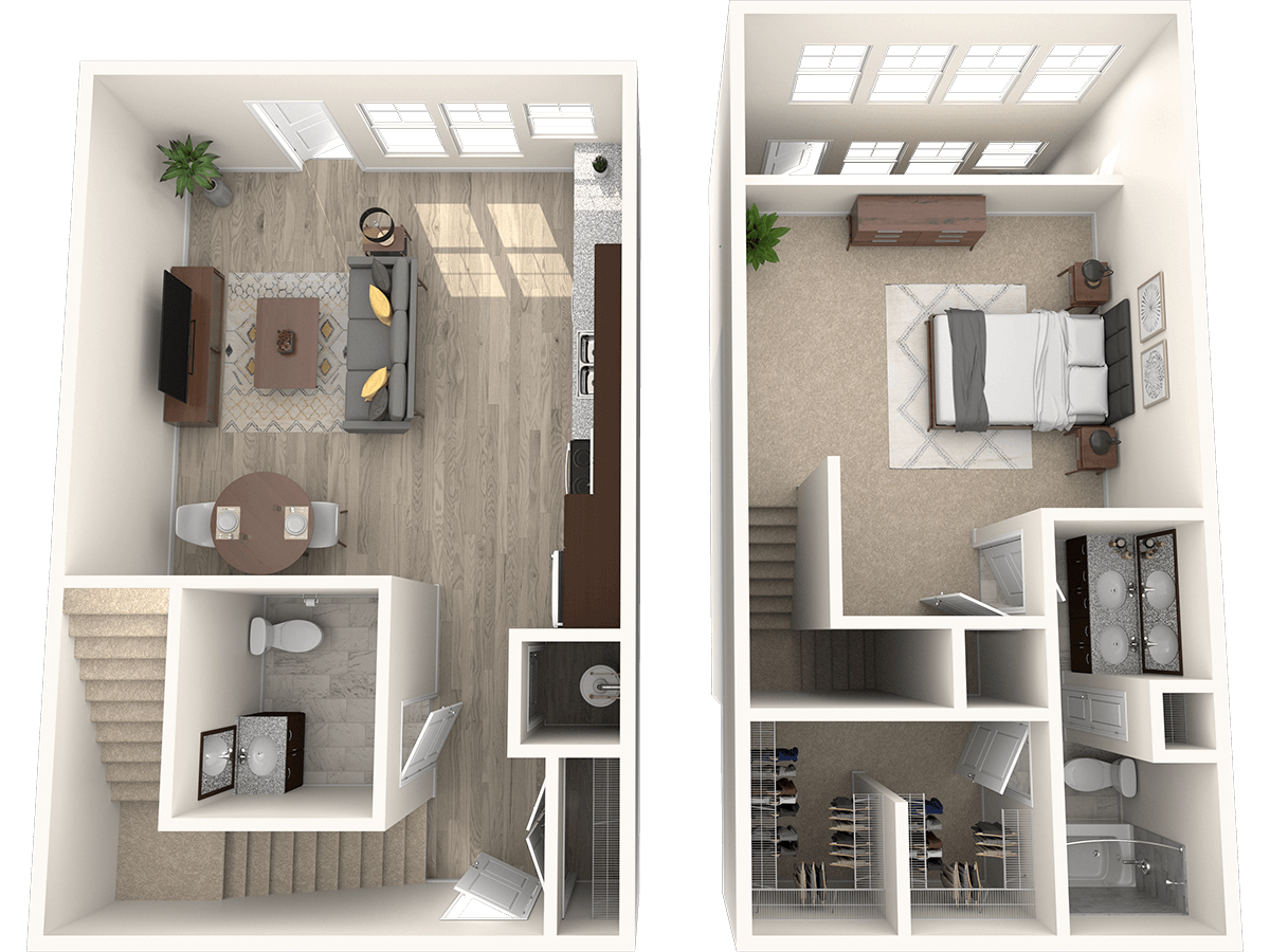 Floor plan for 1 bed, 1 bath, 1041 sqft