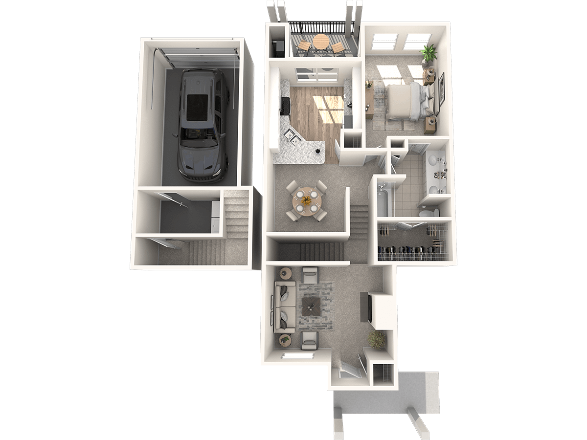 Floor plan for 1 bed, 1 bath, 927 sqft