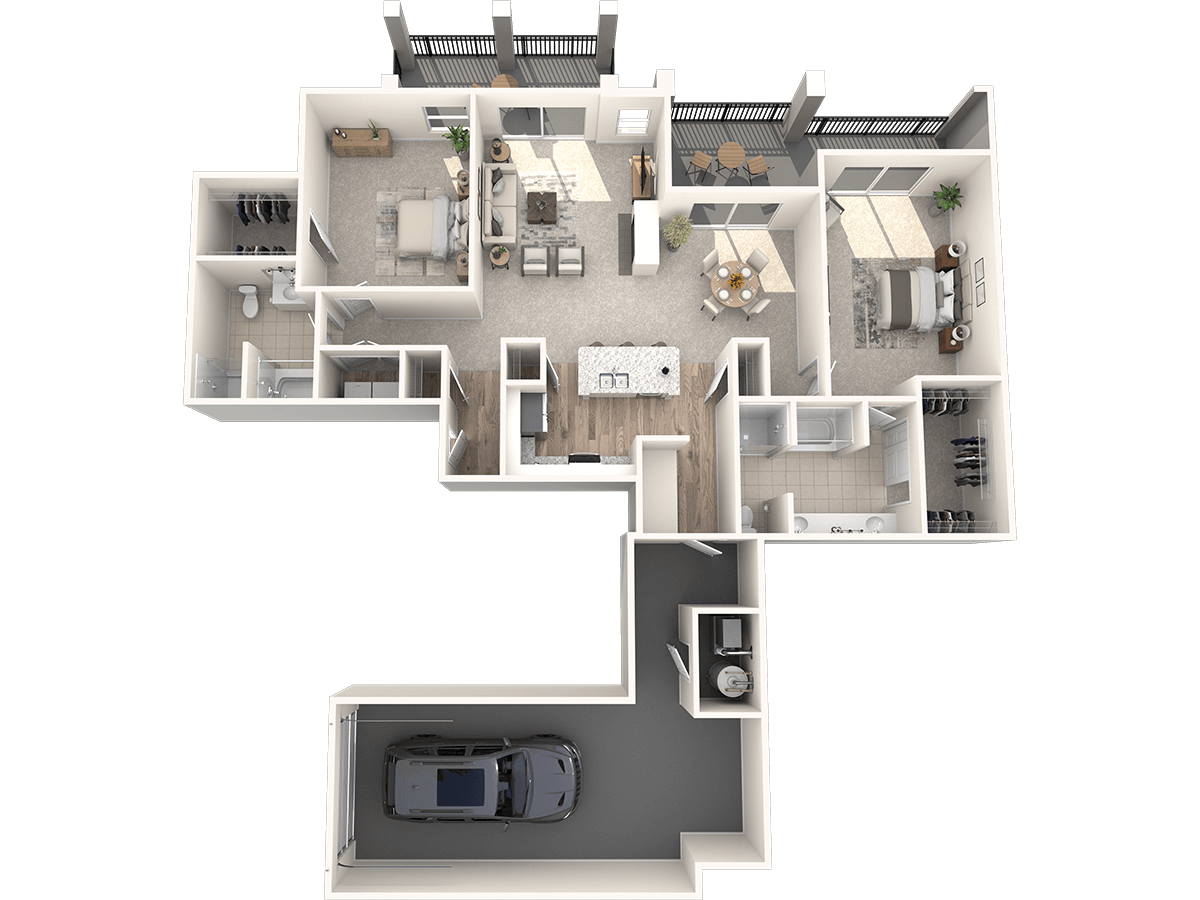 Floor plan for 2 beds, 2 baths, 1470 sqft