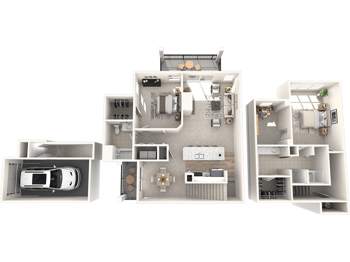 Floor plan for 2 beds, 2 baths, 1458 sqft