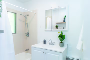 Greenwood Lake apartment for rent - a white bathroom with a sink and a mirror